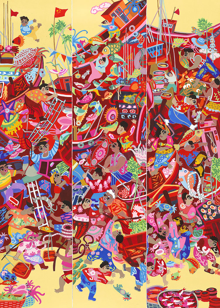 03-97-刘争艳 渔港泊舟 山东 105×75cm.jpg