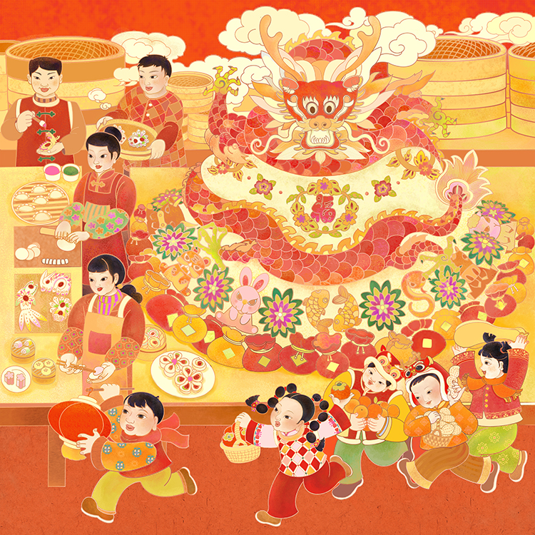 10-77罗原 龙年花饽饽--蒸出幸福年 四川 45x45cm.jpg